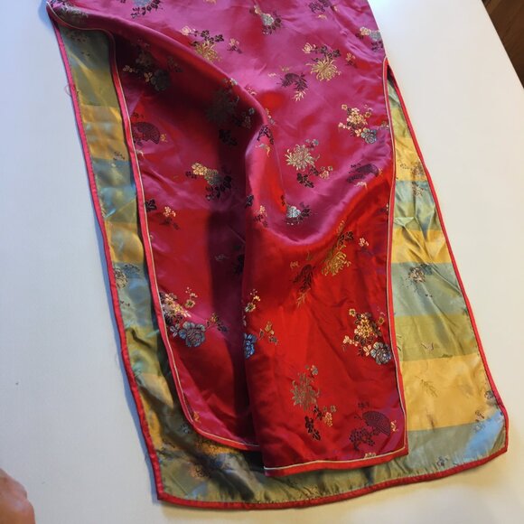 VTG Peony Chinese Qipao Cheongsam Red Dress Size 36 Side Zipper Frog Fasteners - Picture 5 of 11